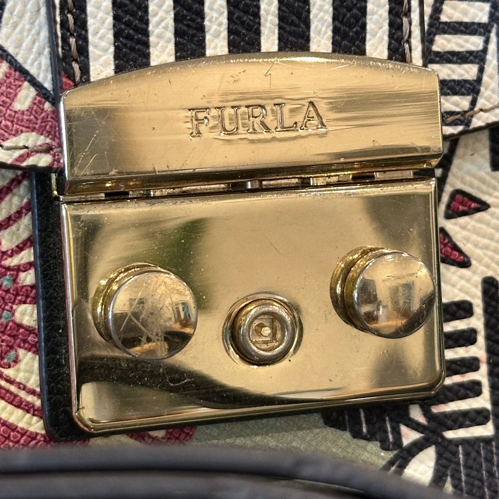 Furla Green and Red Botanica with Zebra Crossbody Bag with Gold-Tone Hardware - Picture 2 of 5